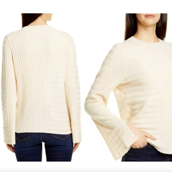 EQUIPMENT Emmaline Mixed Rib Cashmere & Wool Sweater, XL NEW - Picture 2 of 9
